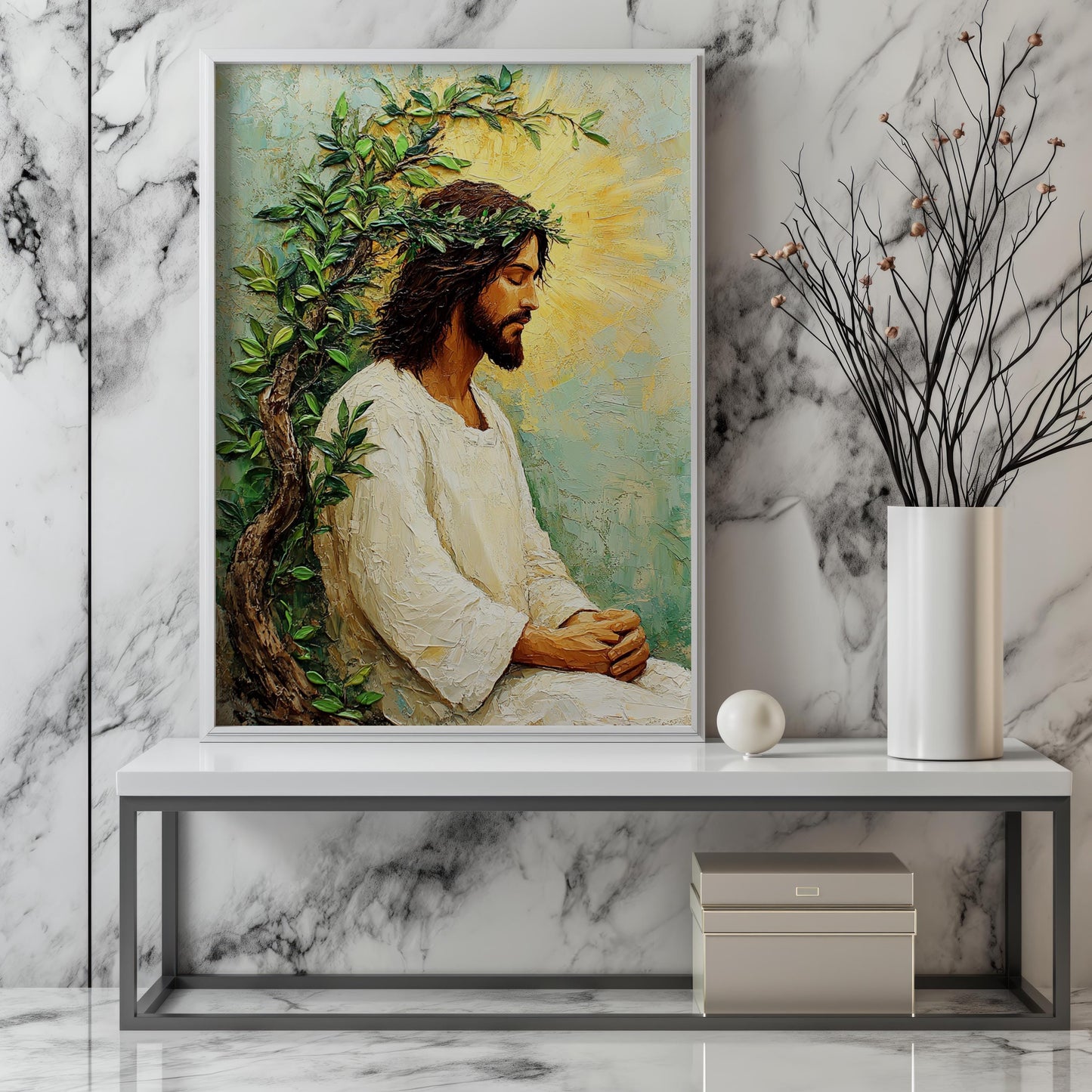 Jesus Wall Art | Jesus Canvas Art | Peaceful Prayer Wall Art | Religious Wall Art | Serene Christian Wall Decor | Christian Wall Decor