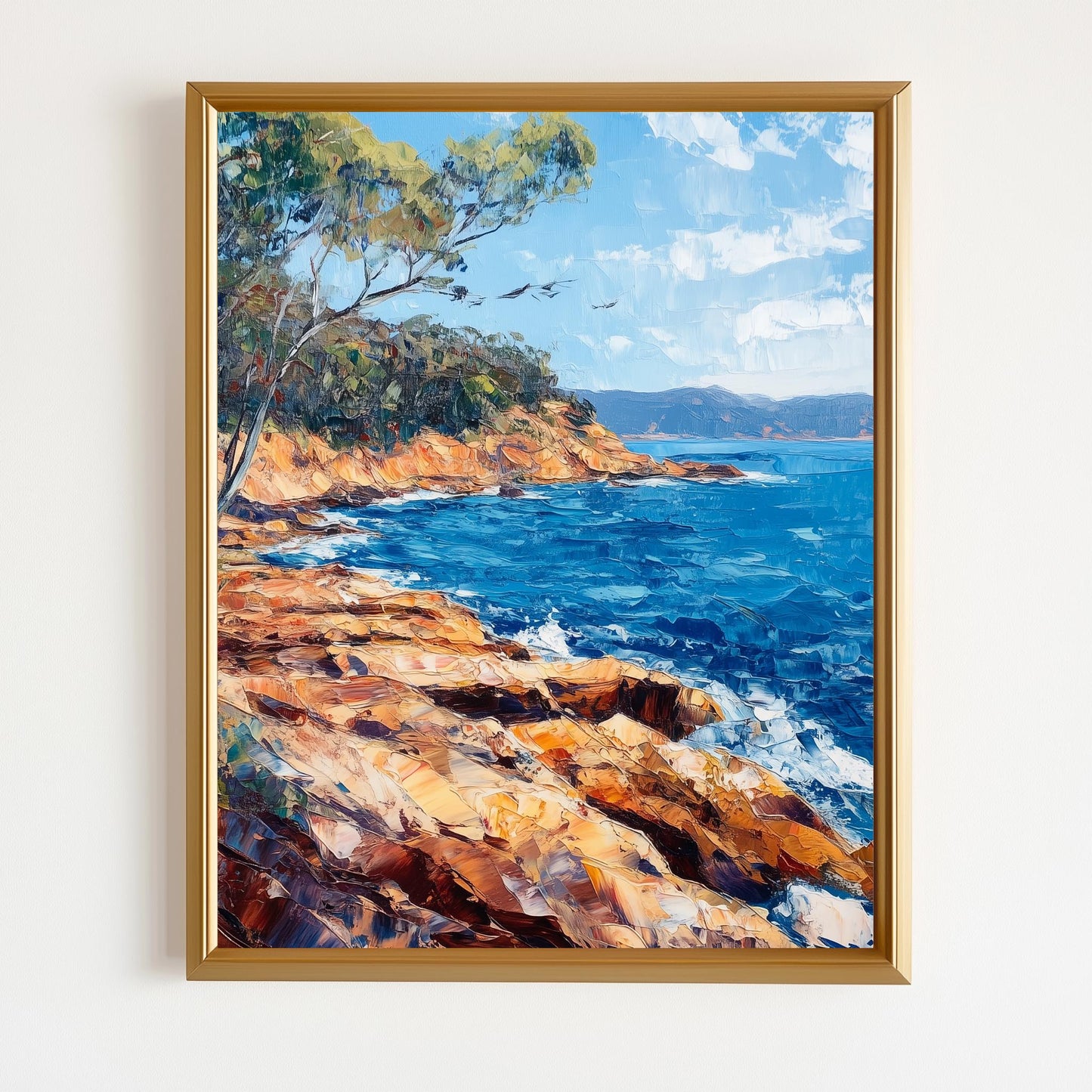 Rocky Seaside Canvas Print - Vibrant Ocean and Cliffs Landscape Art, Coastal Home Decor, Blue Sea Wall Art