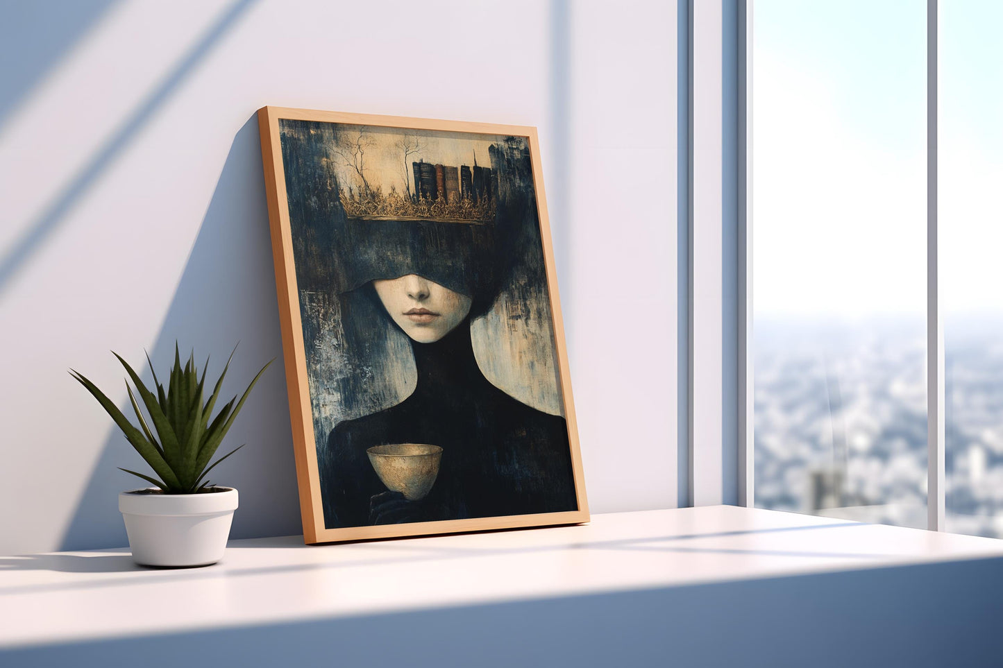 Queen of Literature Wall Art | Mysterious Woman Canvas Painting | Gothic Crown Wall Decor | Gothic wall art | feminine wall art