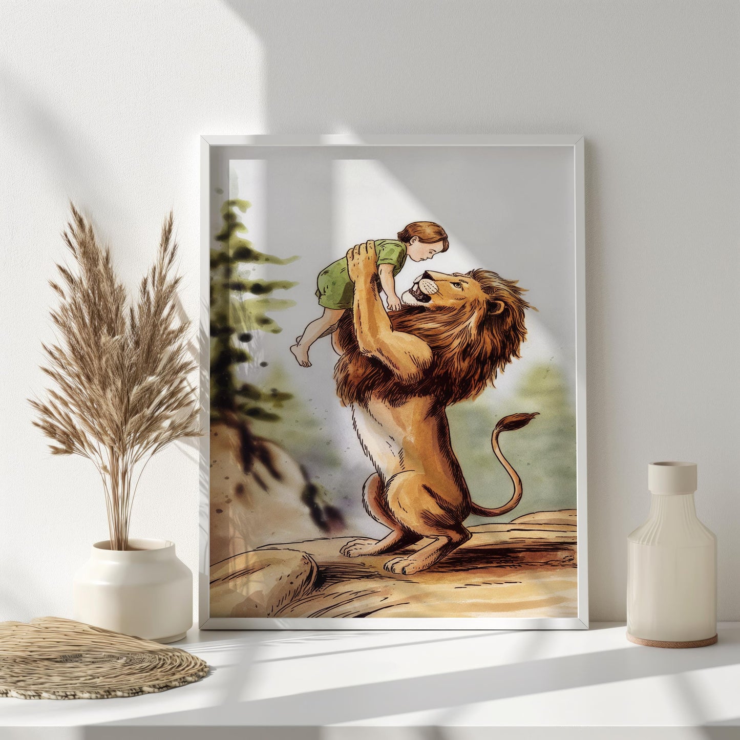 Lion and Child Nursery Wall Art | lion wall decor | for bedroom | for living room | lion wall art canvas | lion art large, lion for bathroom