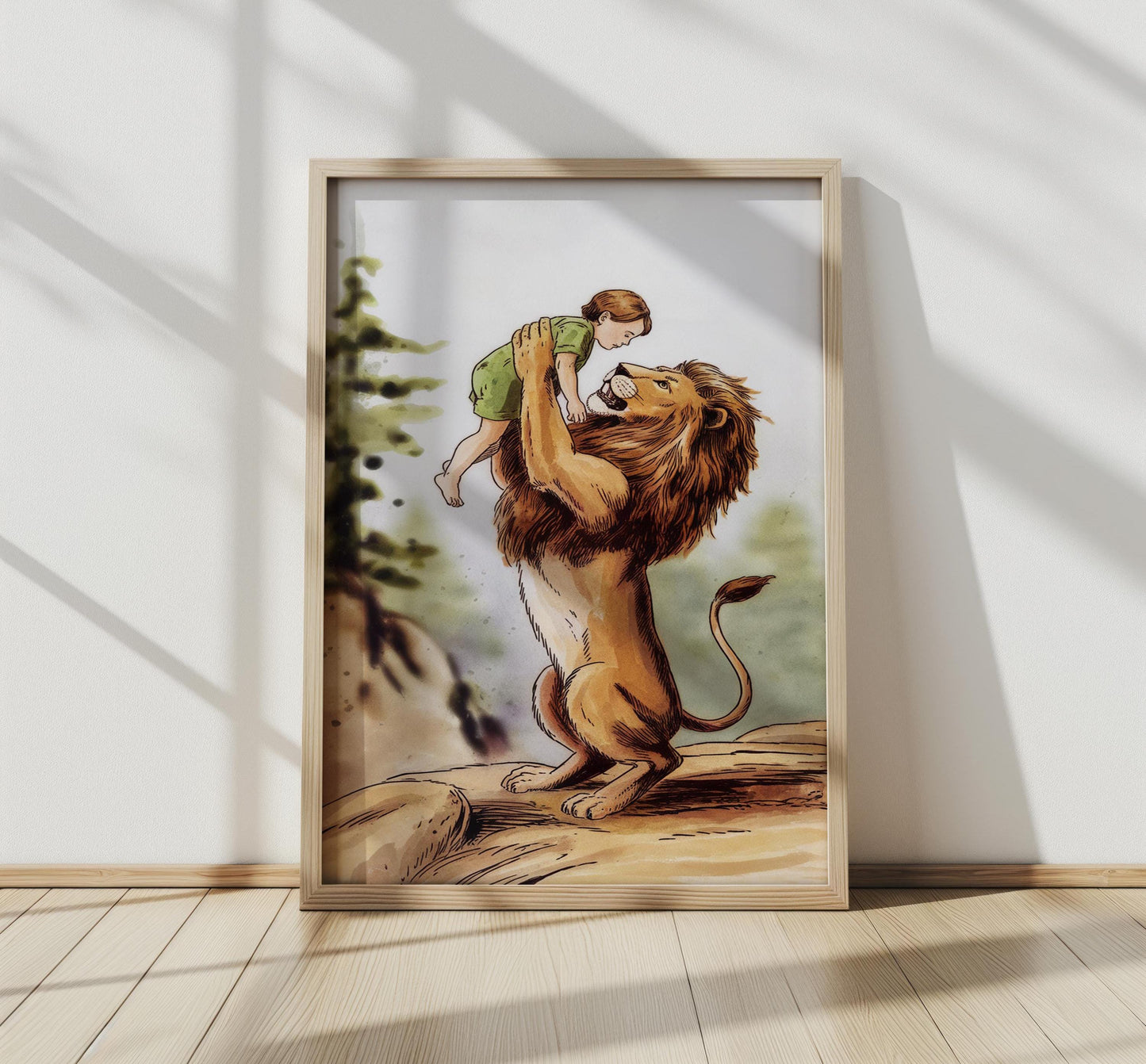 Lion and Child Nursery Wall Art | lion wall decor | for bedroom | for living room | lion wall art canvas | lion art large, lion for bathroom