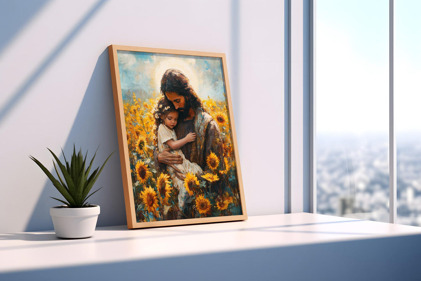 Jesus and Child Sunflower Wall Art | jesus wall art, jesus and childrens wall art framed , jesus wall art canvas, jesus wall art christmas