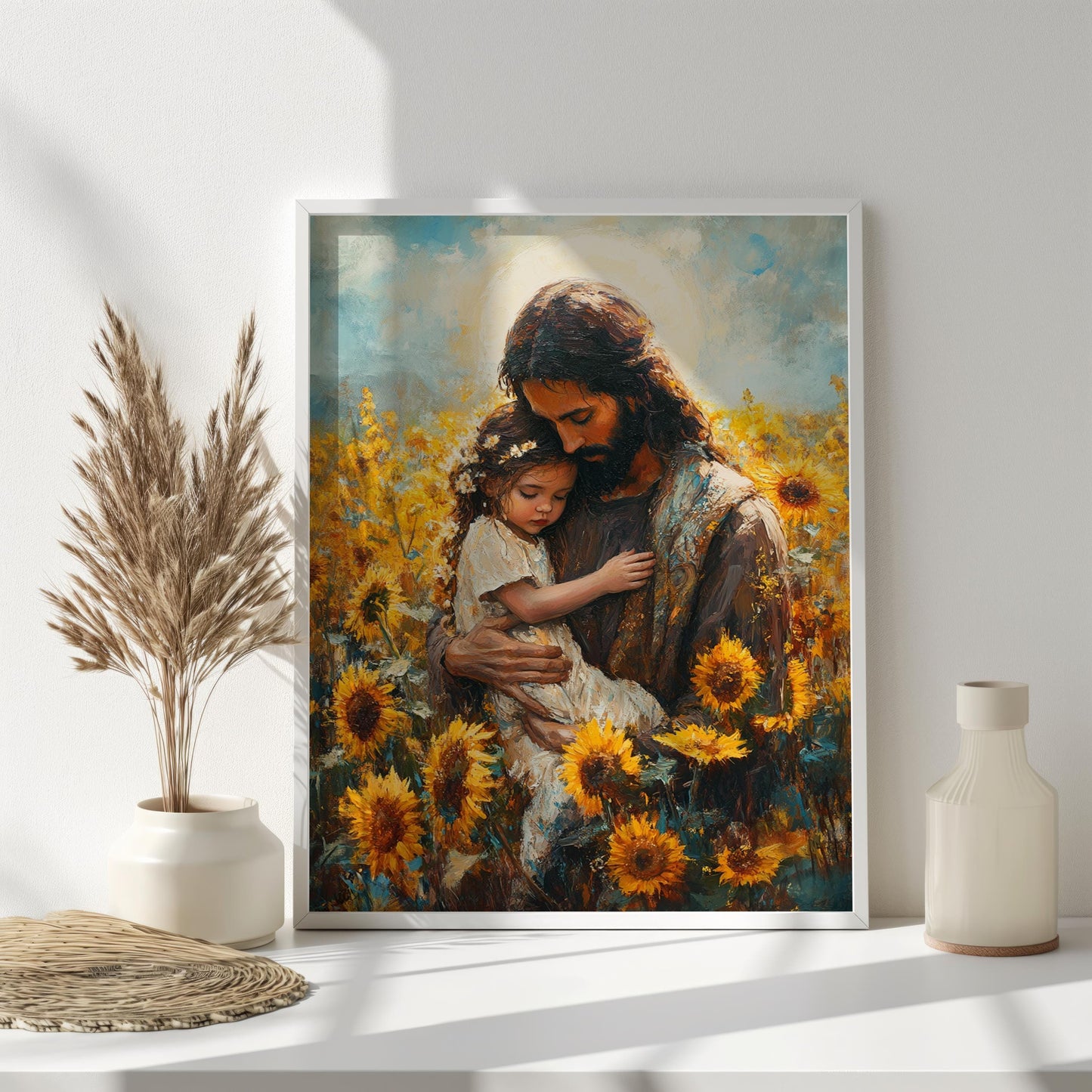 Jesus and Child Sunflower Wall Art | jesus wall art, jesus and childrens wall art framed , jesus wall art canvas, jesus wall art christmas