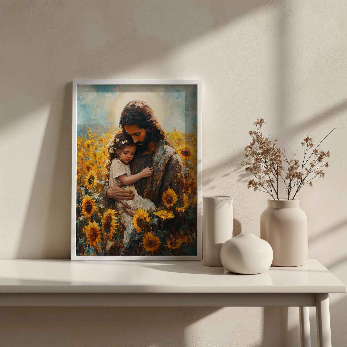 Jesus and Child Sunflower Wall Art | jesus wall art, jesus and childrens wall art framed , jesus wall art canvas, jesus wall art christmas