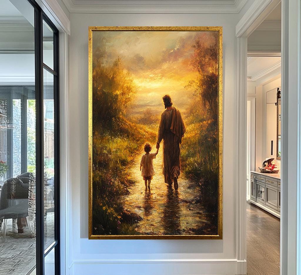 Jesus Walking Child Wall Art | jesus wall art, Christian Faith Wall Decor , jesus wall art canvas, jesus wall art christmas, Religious art