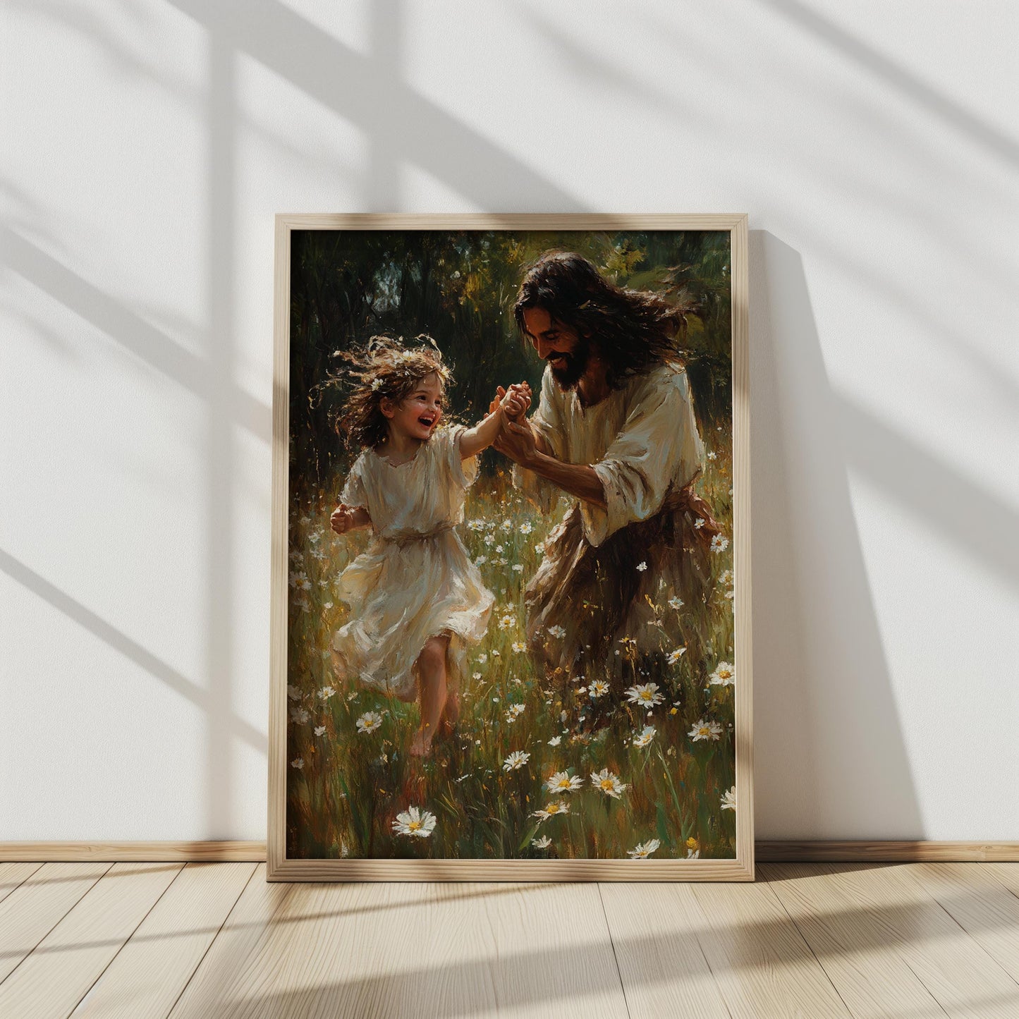 Jesus and Child Daisy Wall Art | jesus wall art, Religious Garden Gift , jesus wall art canvas, jesus canvas art, Christian Faith Wall Decor