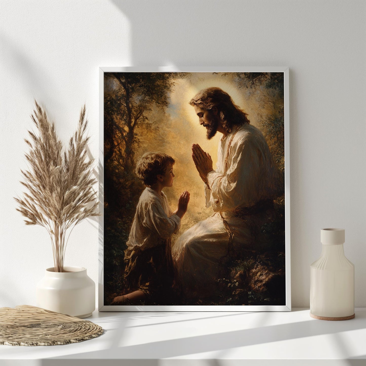 Jesus Prayer Wall Art | Child Faith Canvas Painting | Christian Worship Wall Decor  jesus wall art canvas, jesus wall art , jesus wall decor