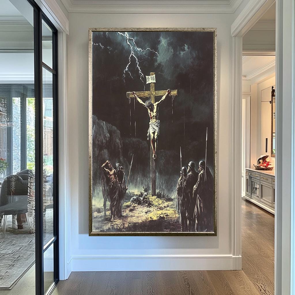 Jesus Crucifixion Storm Wall Art | Jesus Cross Canvas Painting| jesus wall art canvas, jesus wall art christmas, jesus wall decor