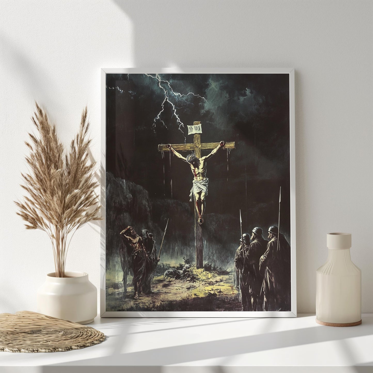 Jesus Crucifixion Storm Wall Art | Jesus Cross Canvas Painting| jesus wall art canvas, jesus wall art christmas, jesus wall decor