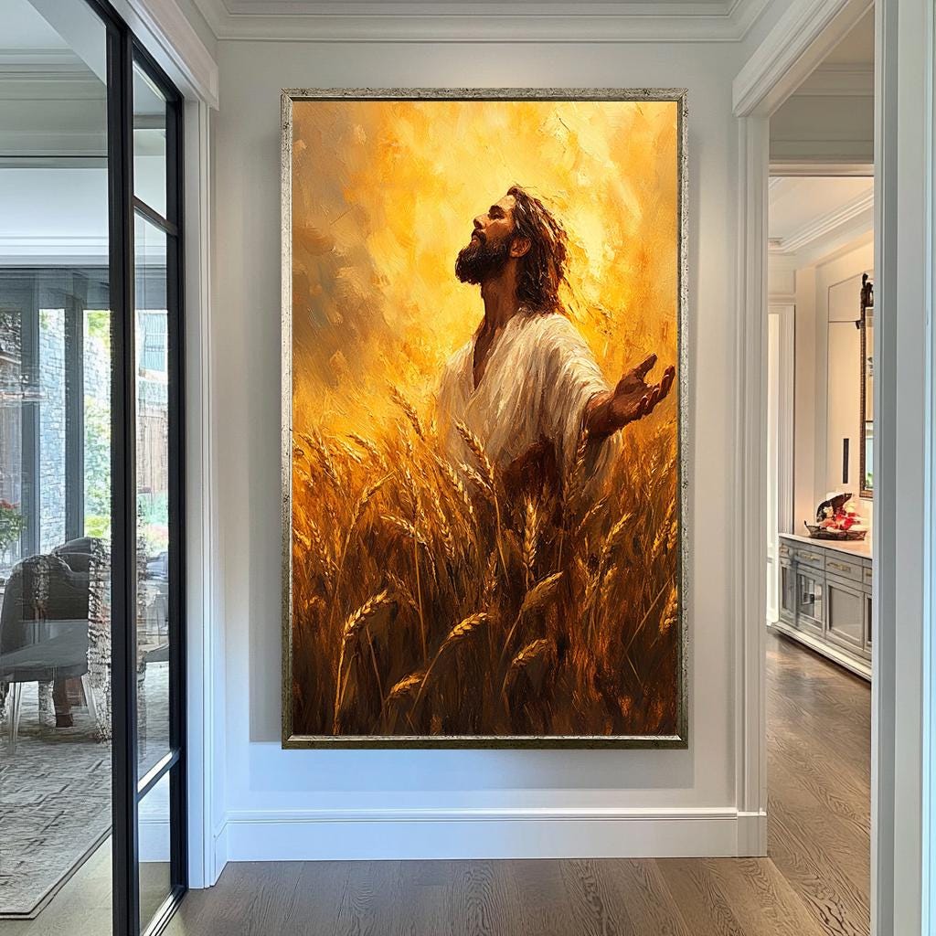 Jesus Wheat Field Wall Art | jesus wall art, Religious Gift , jesus wall art canvas, jesus wall art christmas, jesus wall decor