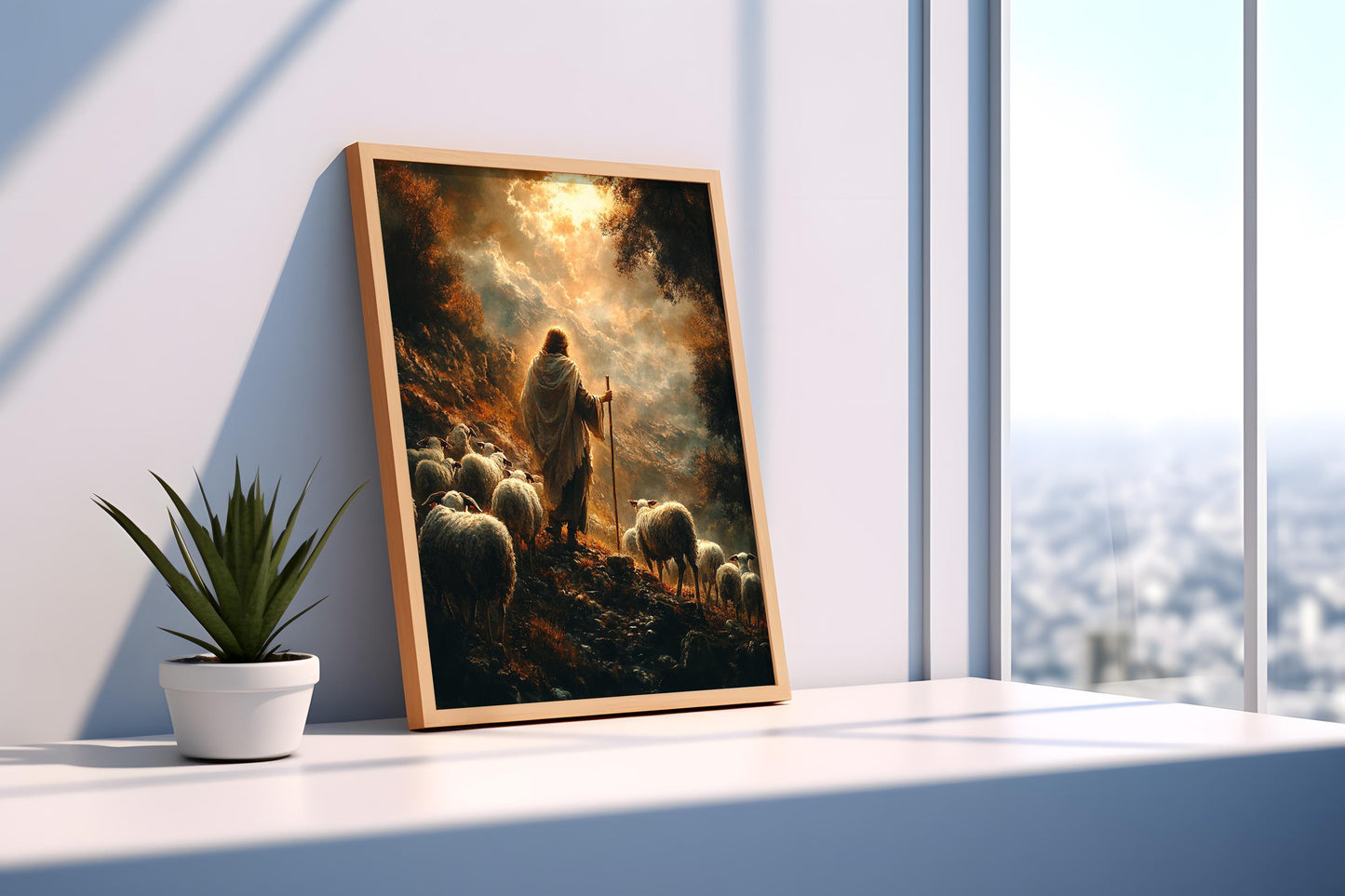 Good Shepherd Sunset Wall Art | jesus wall art, Religious Gift , jesus wall art canvas, jesus wall art christmas, jesus wall decor