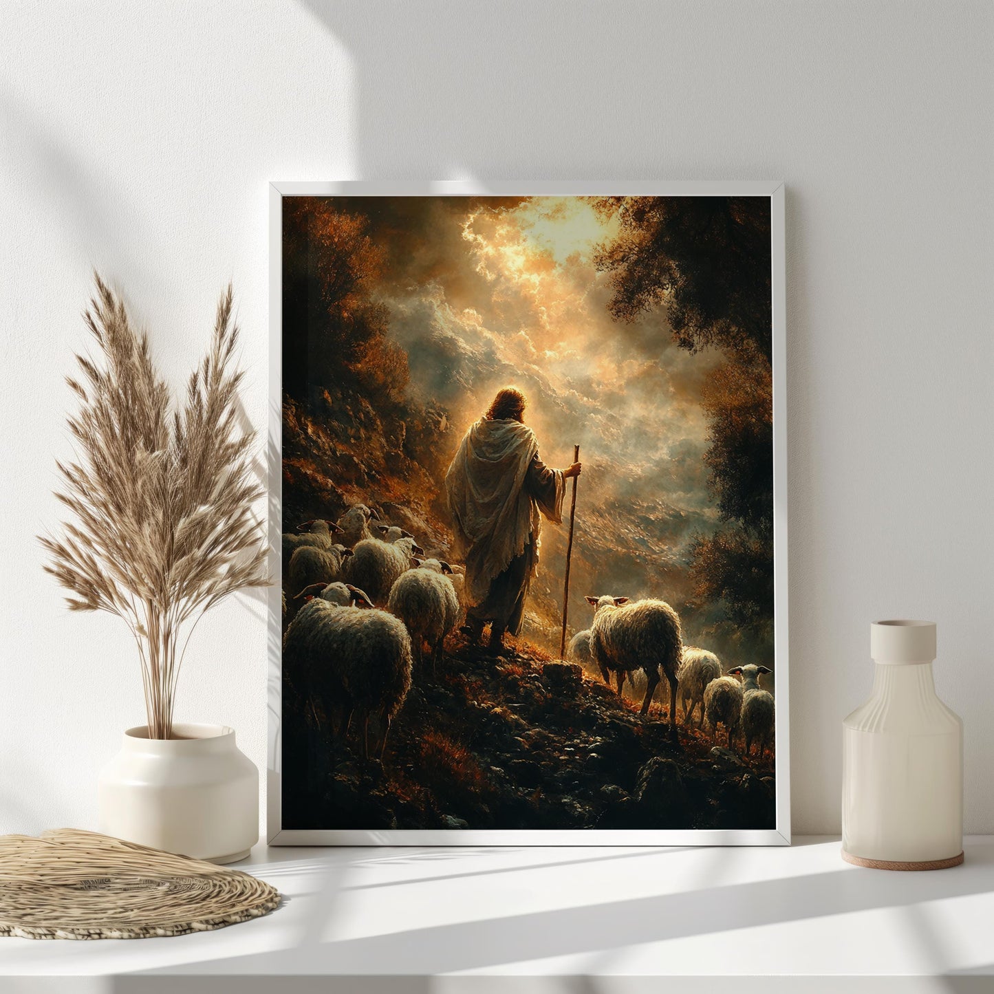 Good Shepherd Sunset Wall Art | jesus wall art, Religious Gift , jesus wall art canvas, jesus wall art christmas, jesus wall decor