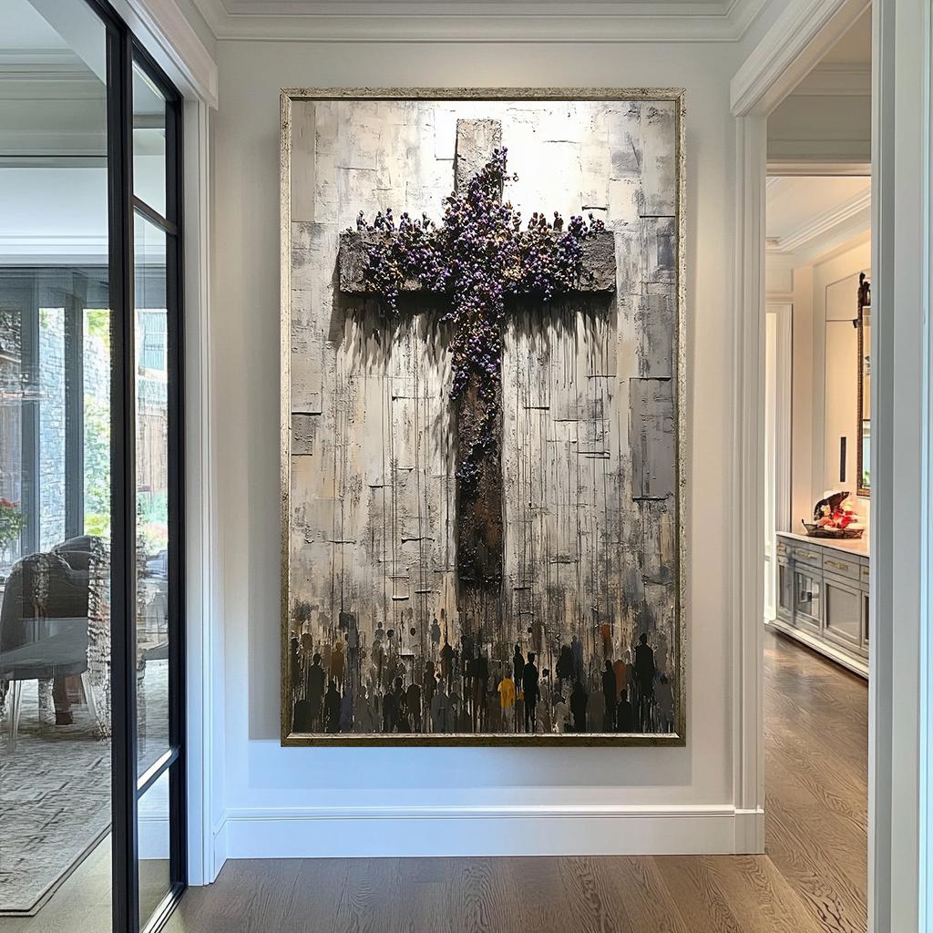 Floral Cross Wall Art | Modern Christian Canvas Painting | jesus wall art, Religious Gift , jesus wall art canvas, jesus wall decor