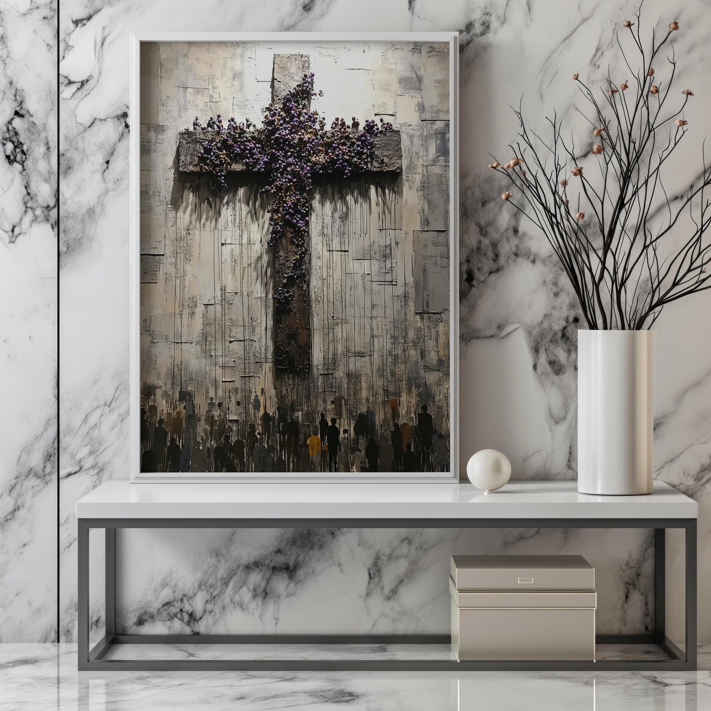 Floral Cross Wall Art | Modern Christian Canvas Painting | jesus wall art, Religious Gift , jesus wall art canvas, jesus wall decor