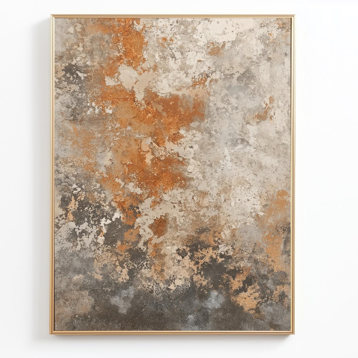 Rustic Texture Canvas Art, Abstract Earthy Wall Decor, Modern Industrial Painting with Warm Tones, Distressed Surface Artwork