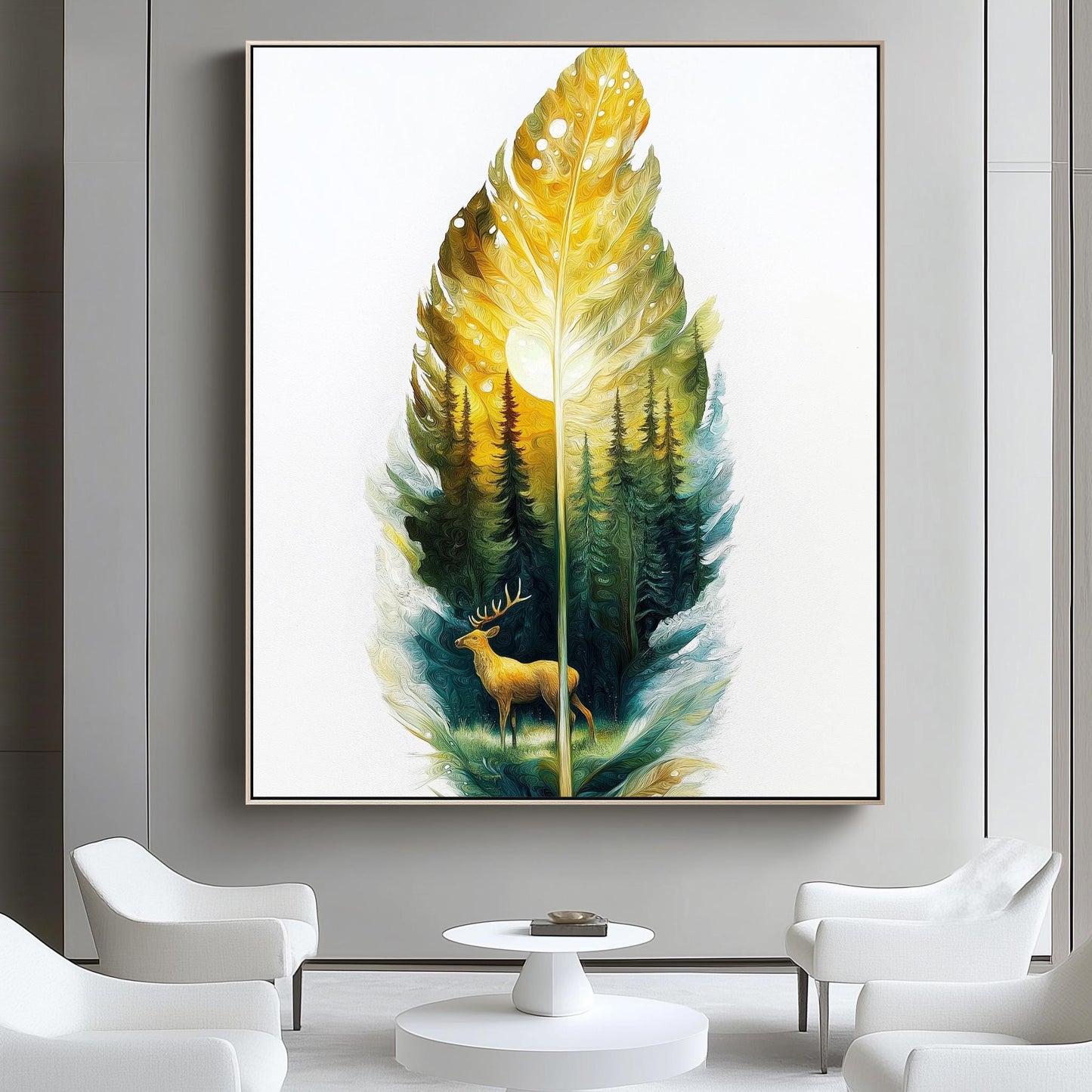 Forest Deer Leaf Art  Nature-Inspired Wall Decor with Intricate Wildlife Design | Leaf Print | Nature Wall Decor | Woodland Animal Art