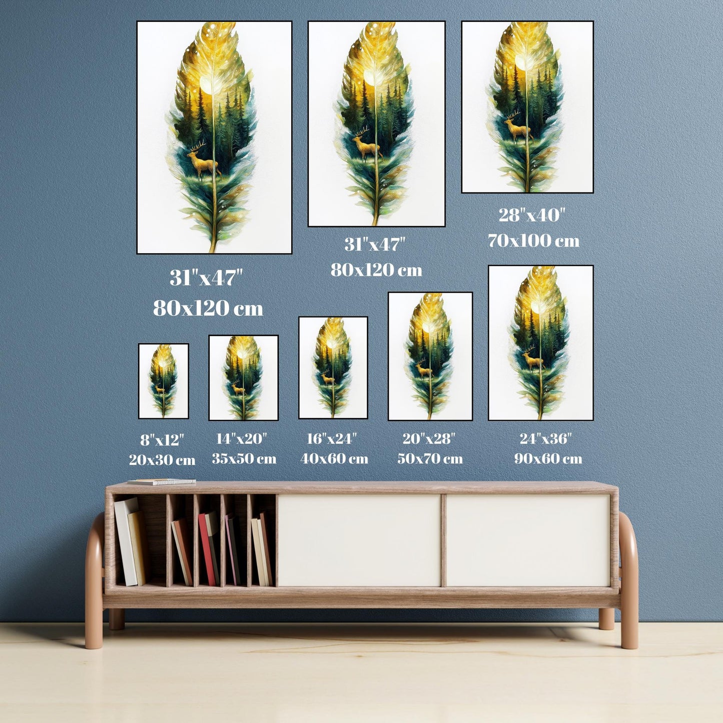 Forest Deer Leaf Art  Nature-Inspired Wall Decor with Intricate Wildlife Design | Leaf Print | Nature Wall Decor | Woodland Animal Art