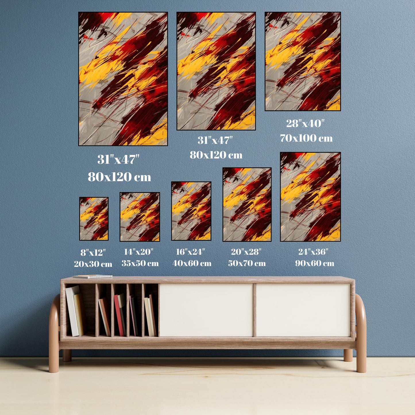 Fiery Abstract Wall Art - Bold Red and Yellow Canvas for Modern Spaces