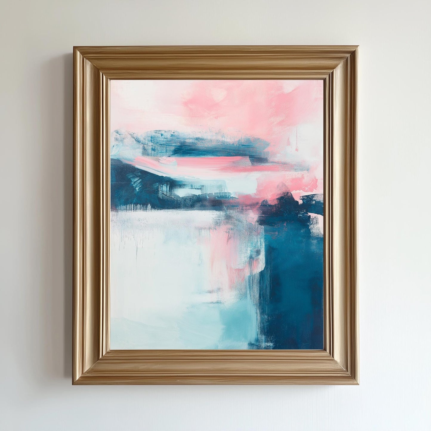 Pastel Abstract Wall Art - Pink and Blue Canvas for Calm Modern Spaces