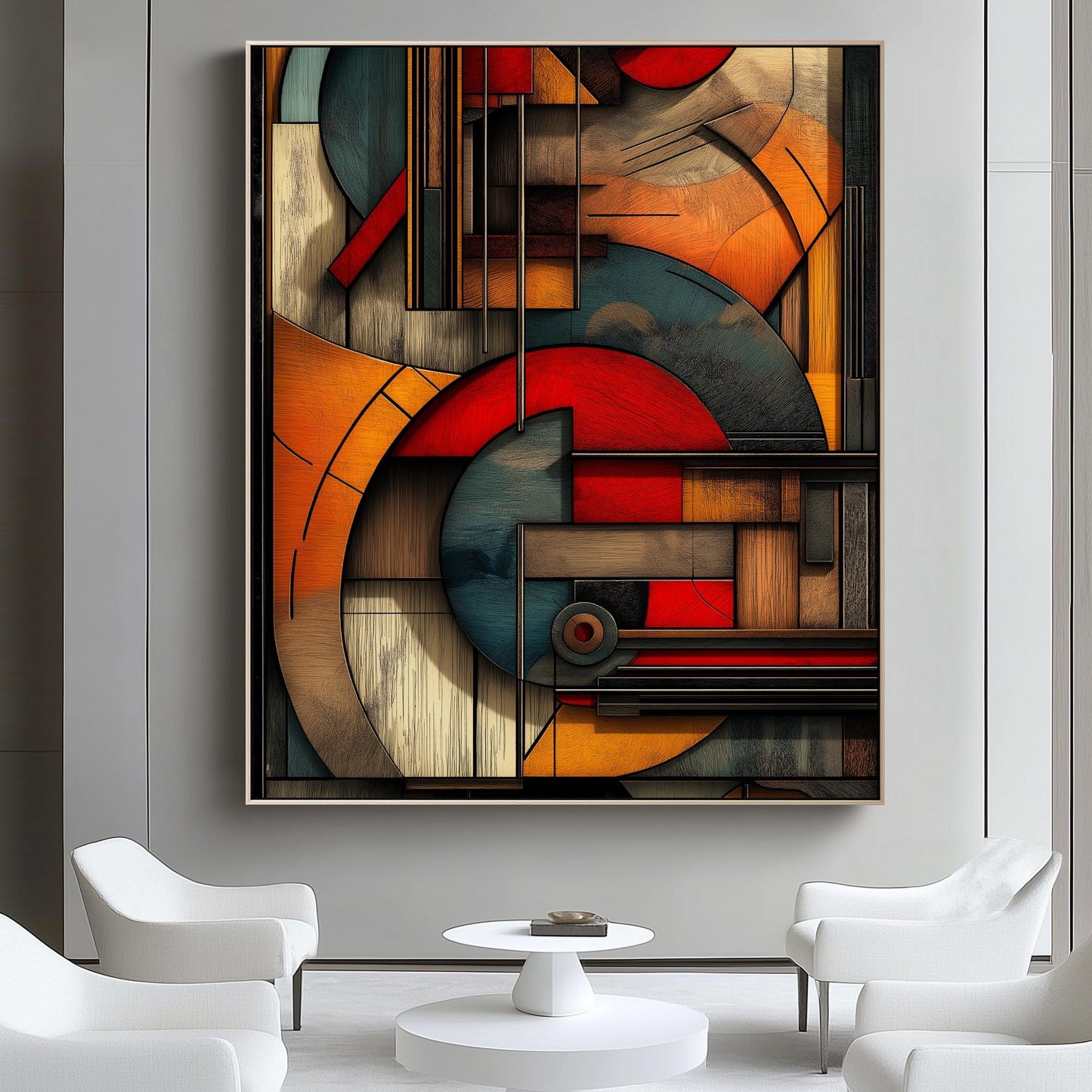 Geometric Abstract Canvas Art  Modern Wall Decor with Bold Colors & Shapes