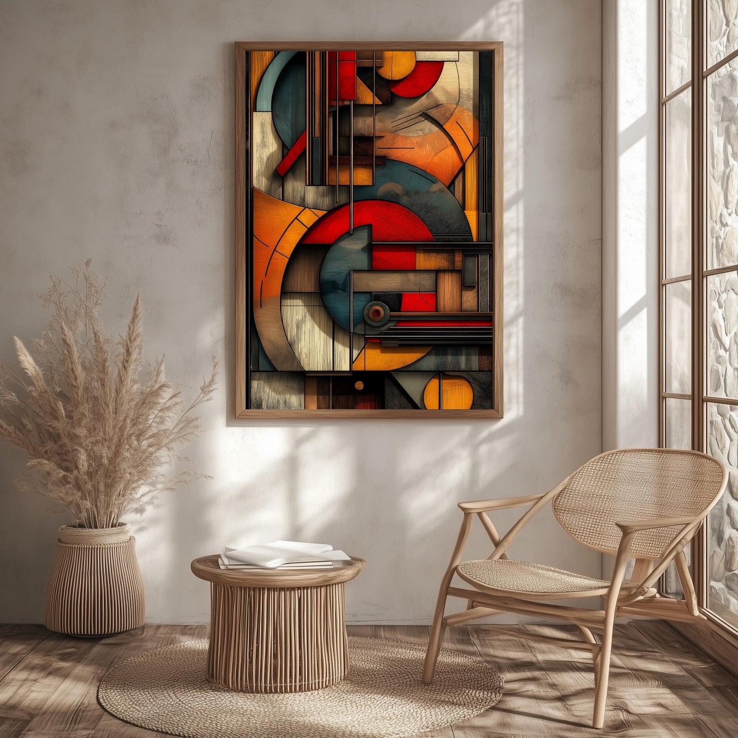 Geometric Abstract Canvas Art  Modern Wall Decor with Bold Colors & Shapes