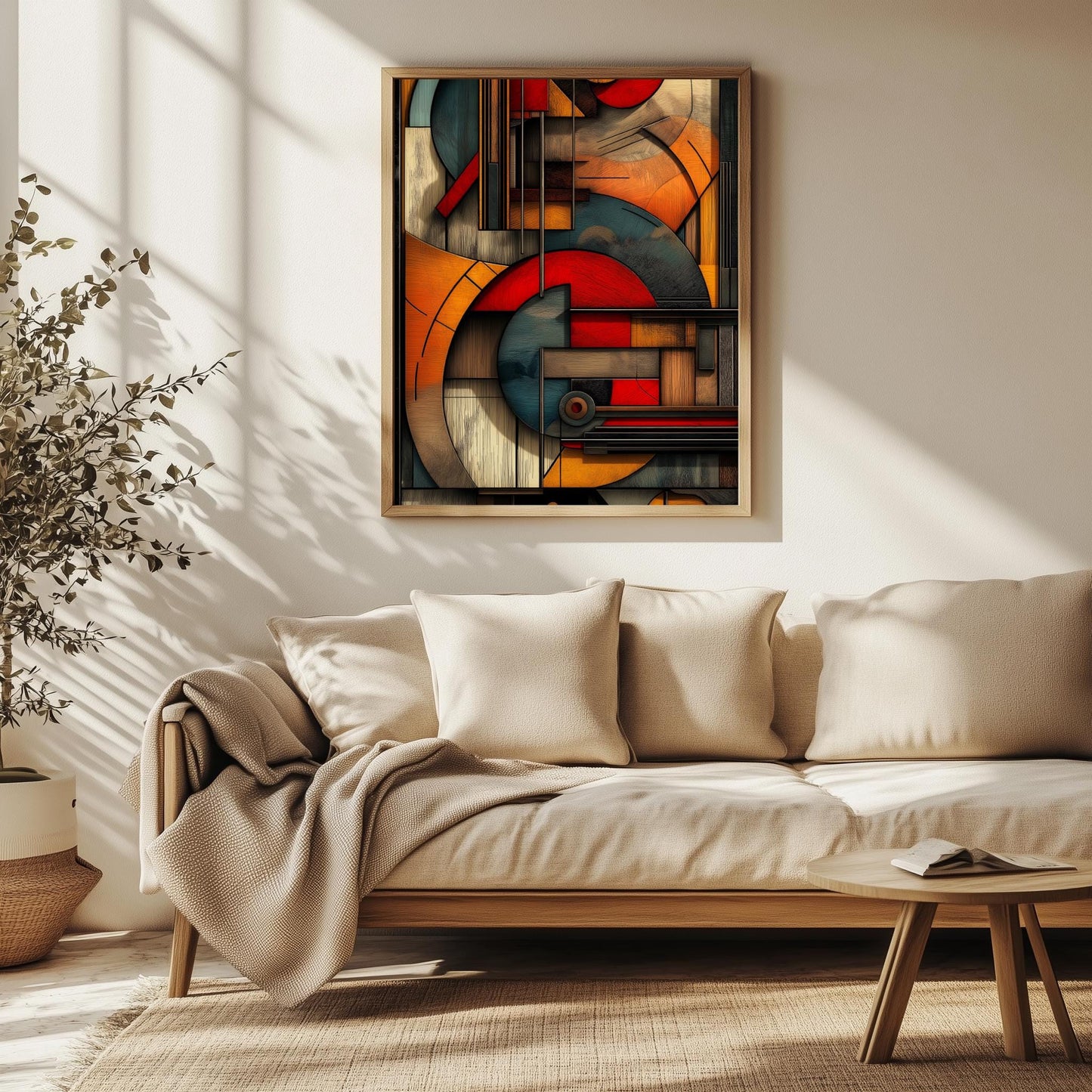 Geometric Abstract Canvas Art  Modern Wall Decor with Bold Colors & Shapes