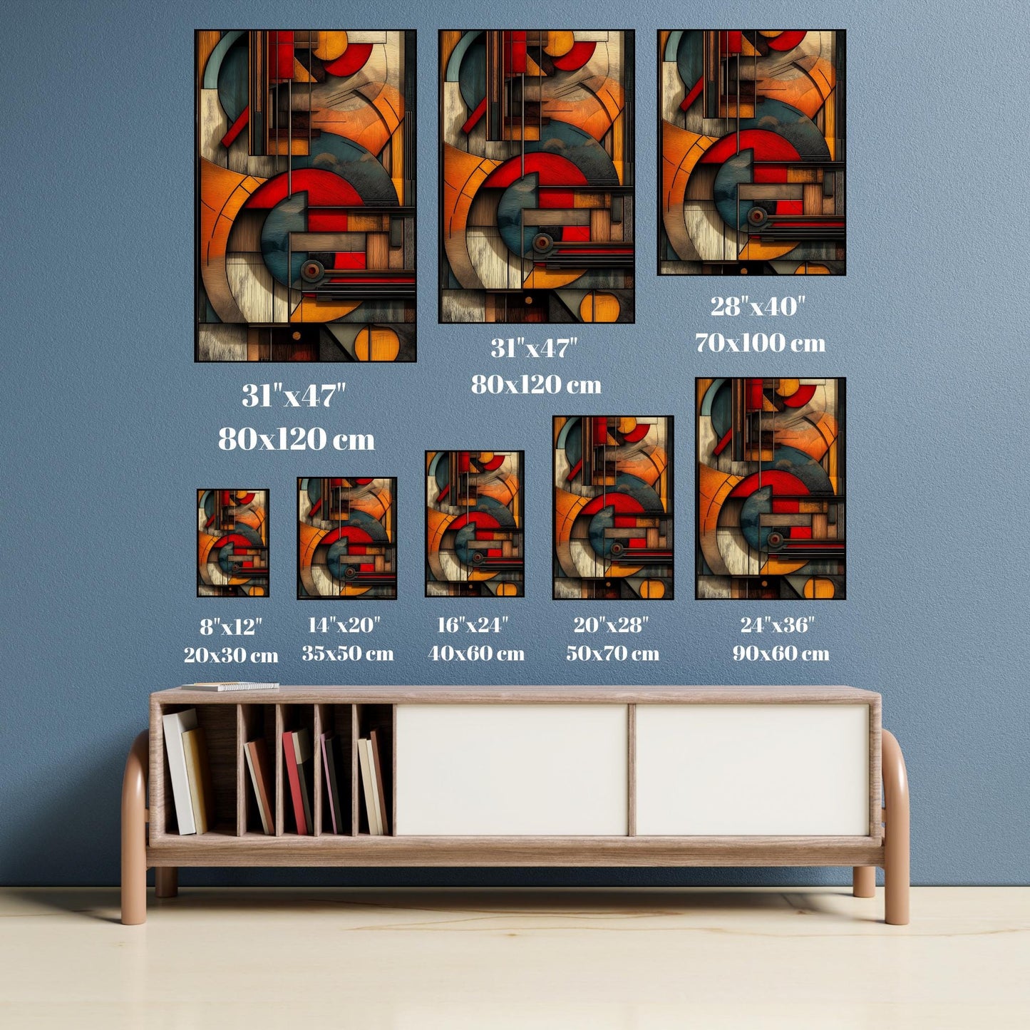 Geometric Abstract Canvas Art  Modern Wall Decor with Bold Colors & Shapes