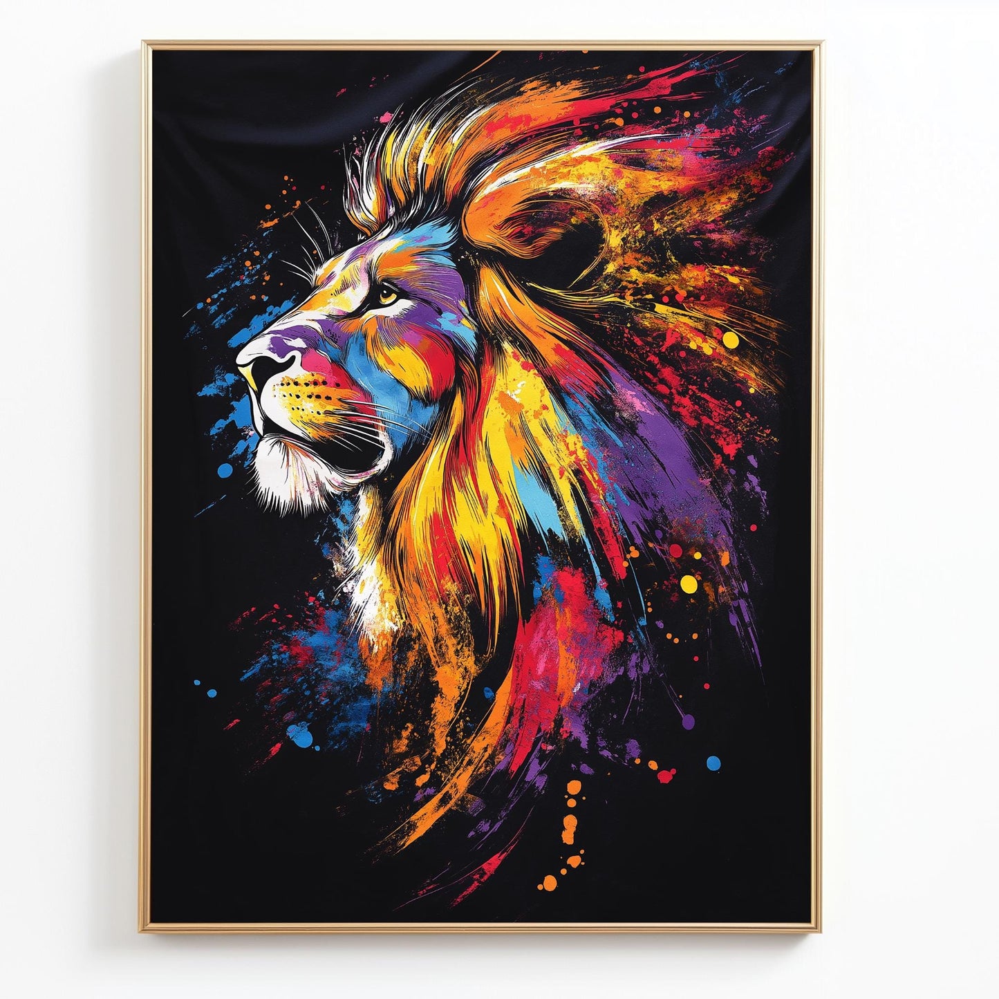 Bold Lion Canvas Art  Vibrant Abstract Animal Wall Decor for Living Room & Office