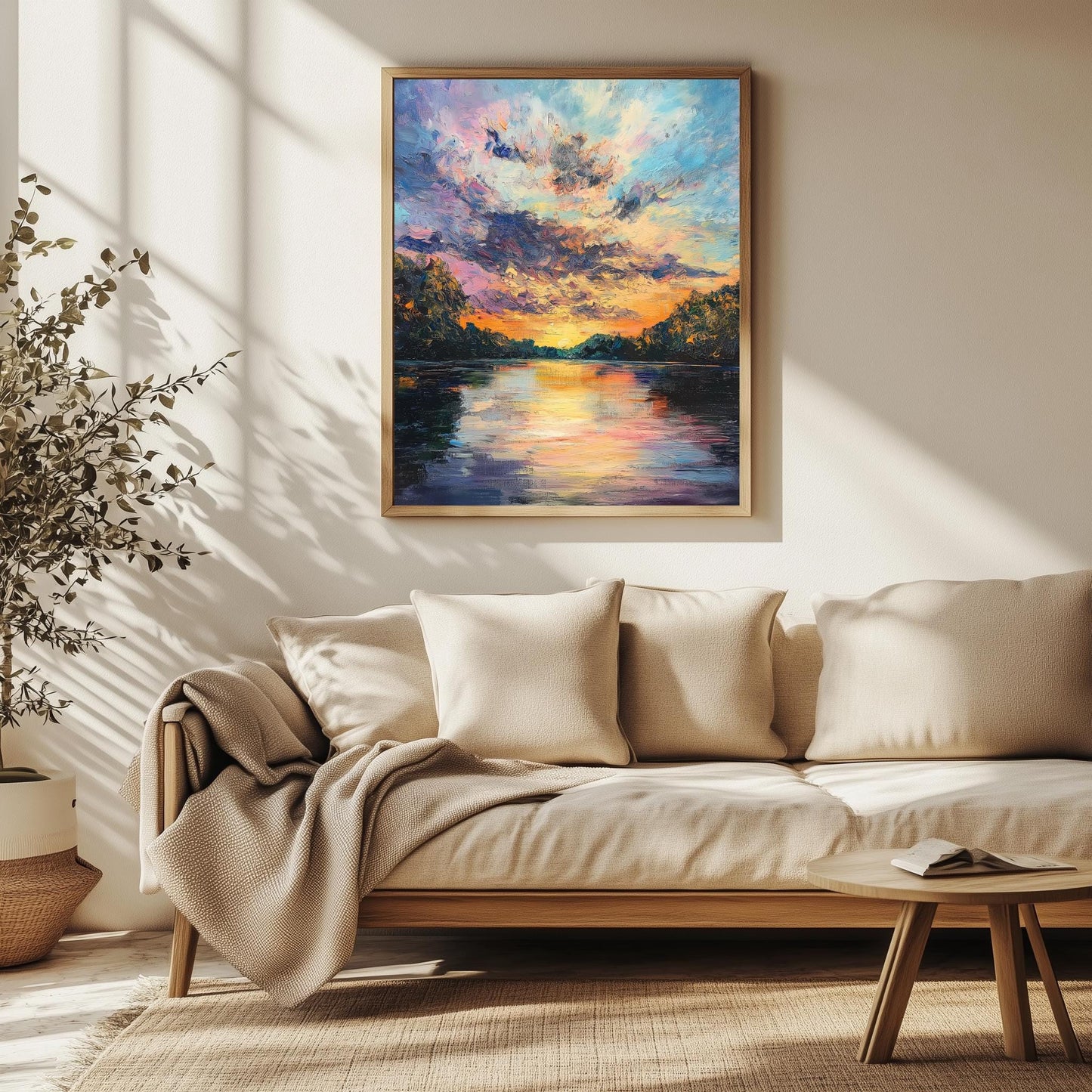 Serene River at Dusk  Peaceful Nature Landscape Painting