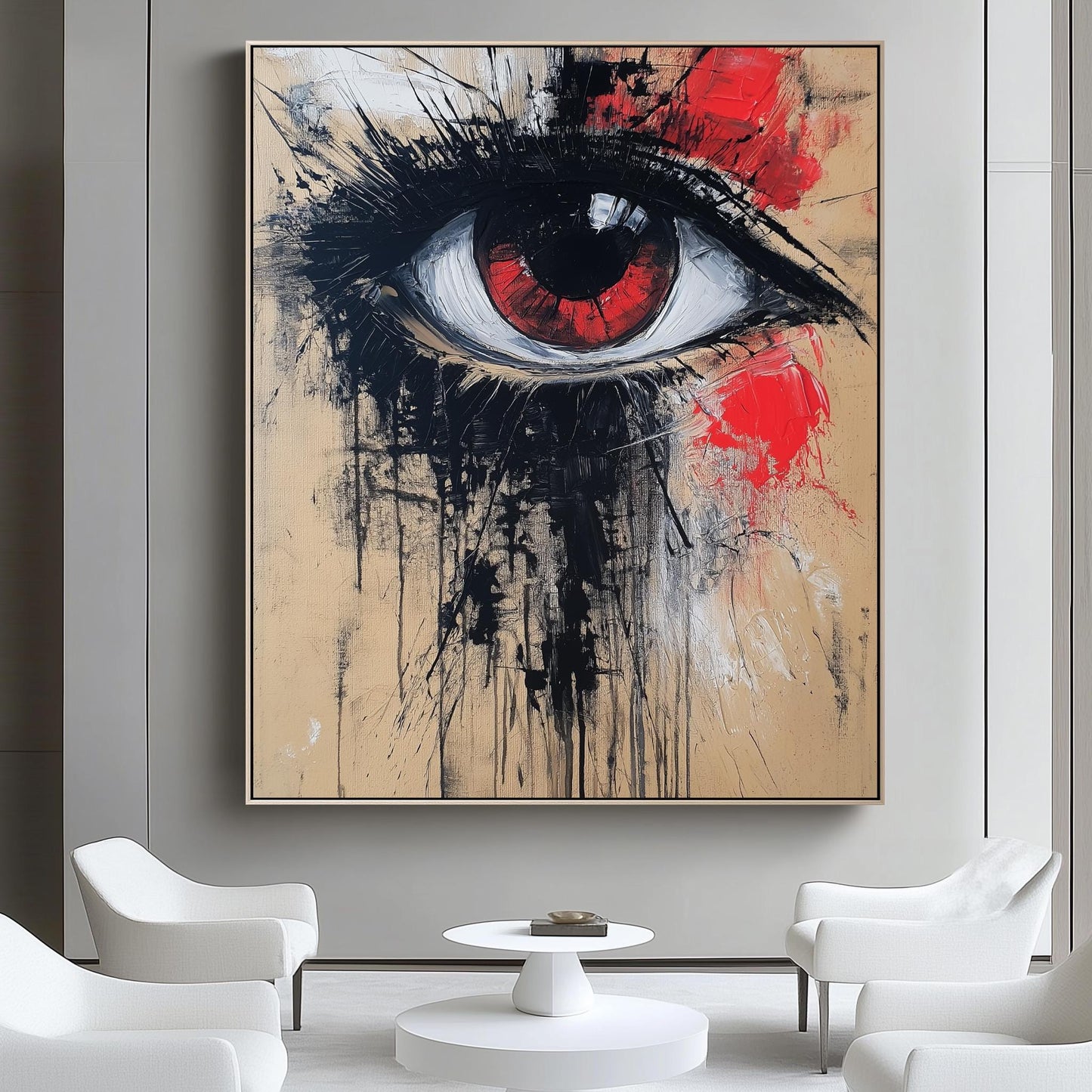 Abstract Eye Art Canvas, Red and Black Modern Wall Decor, Expressionist Wall Art, Eye Graphic Print, Large Canvas, Abstract Portrait