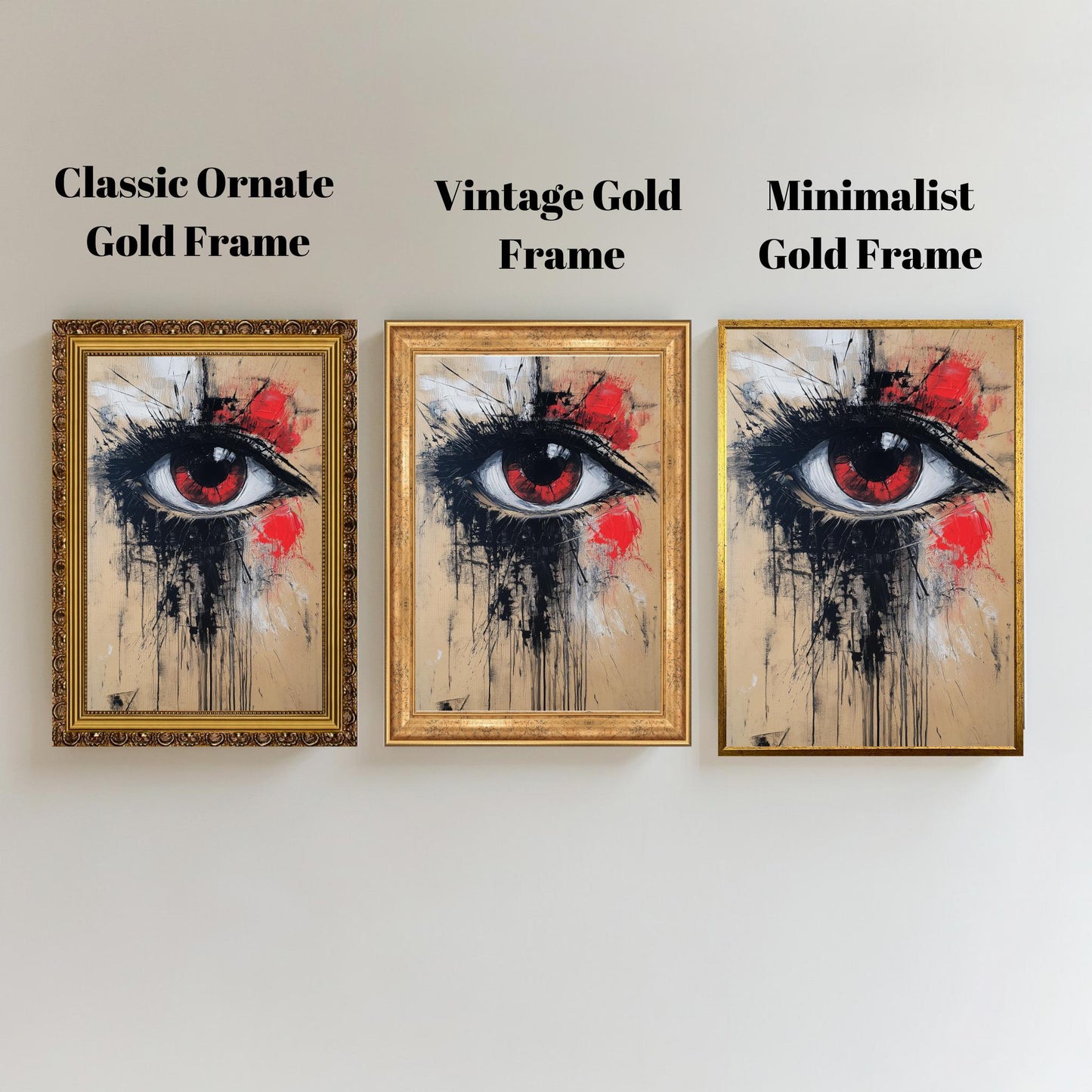 Abstract Eye Art Canvas, Red and Black Modern Wall Decor, Expressionist Wall Art, Eye Graphic Print, Large Canvas, Abstract Portrait