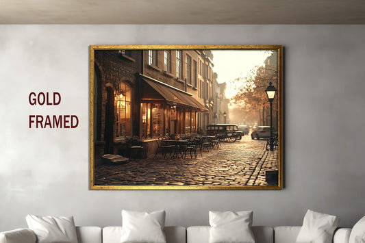 Vintage Paris Cafe Wall Art | Romantic European Street Canvas Print | Sepia Photography Wall Decor | Vintage-Style Street Scene Canvas Art