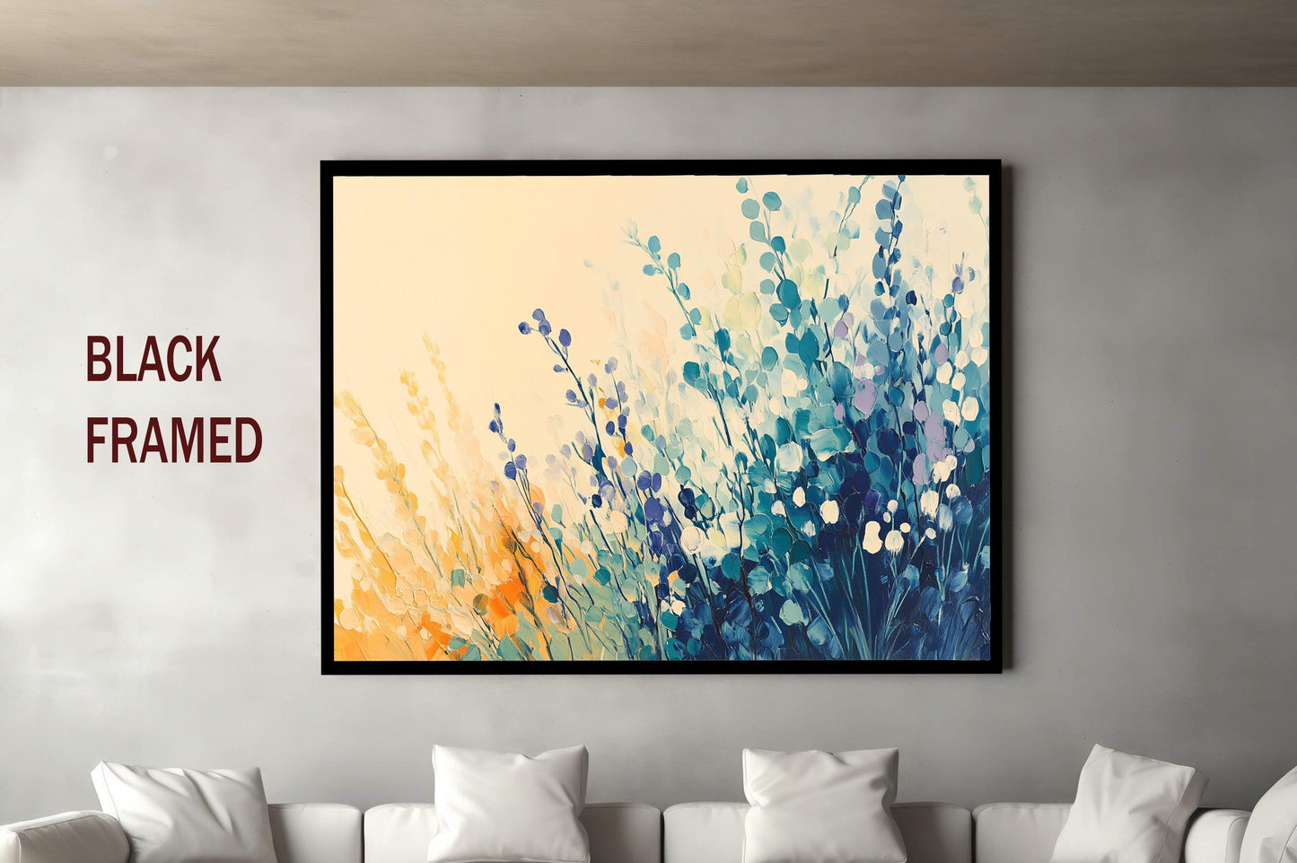 Abstract Floral Oil Painting - Pastel Wildflowers Artwork - Nature Inspired Wall Art for Living Room - Modern Botanical Decor