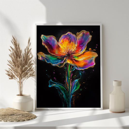 Vibrant Abstract Flower Art | Colorful Floral Wall Decor | Modern Artistic Flower Painting | Bold Splash of Colors for Home