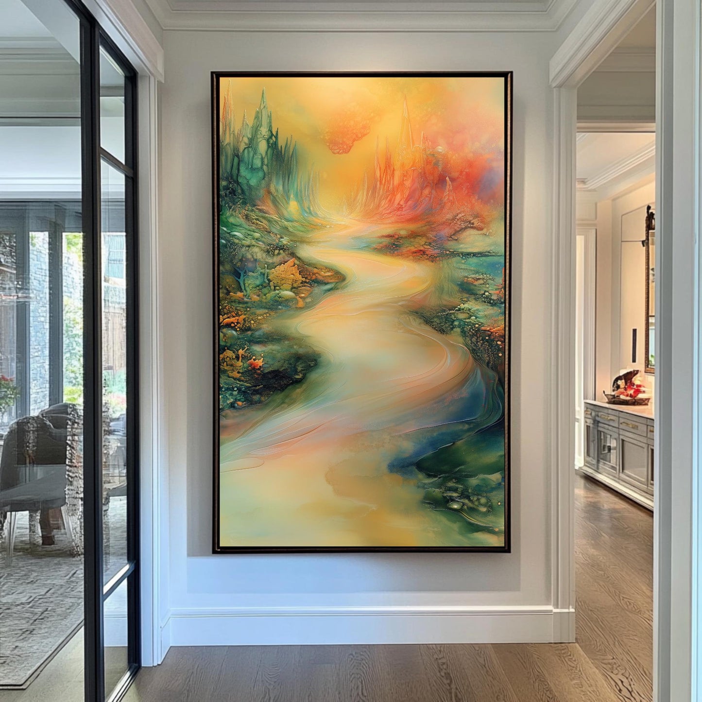 Surreal Fantasy Landscape Canvas - Vibrant Abstract Scenery Art, Dreamlike Home Decor for Unique Spaces