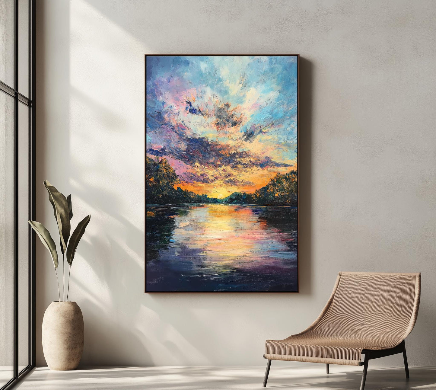 Serene River at Dusk  Peaceful Nature Landscape Painting