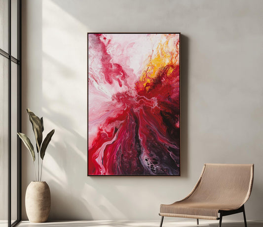 red abstract canvas wall art | abstract oil paintings on canvas wall art red | abstract wall art | abstract wall art framed | red wall art