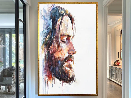 Jesus Christ Watercolor Portrait, Inspirational Christian Wall Art, Modern Faith Artwork for Home and Prayer Room Décor