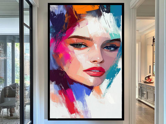 Abstract Colorful Portrait Canvas  Vibrant Artistic Wall Art with Bold Brushstrokes, Modern Home Decor | modern wall art canvas,