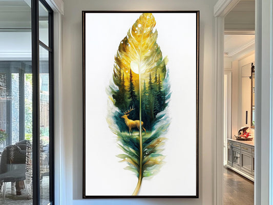 Forest Deer Leaf Art  Nature-Inspired Wall Decor with Intricate Wildlife Design | Leaf Print | Nature Wall Decor | Woodland Animal Art