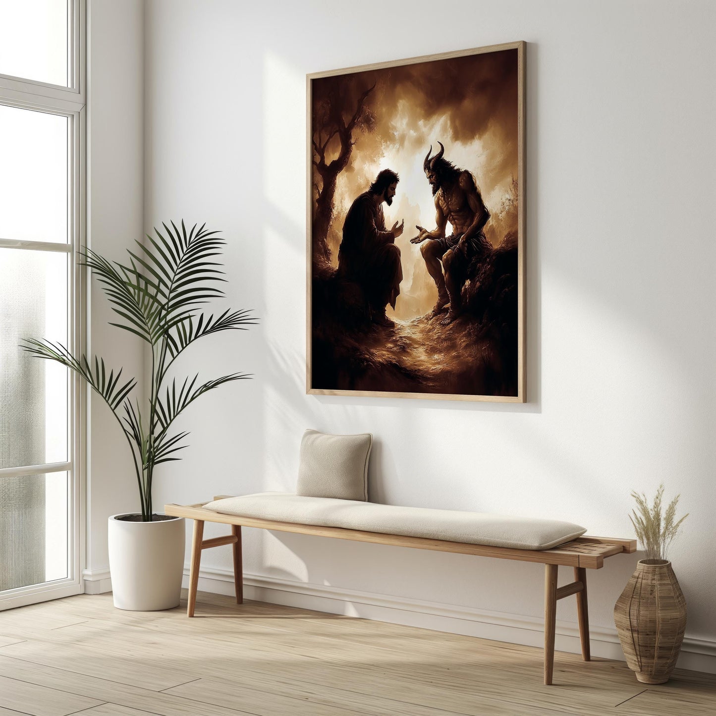 Jesus Wall Art Print | Religious Canvas | Religious Temptation Wall Art | Jesus Wall Decor | Biblical Narrative Wall Decor | Christian Art