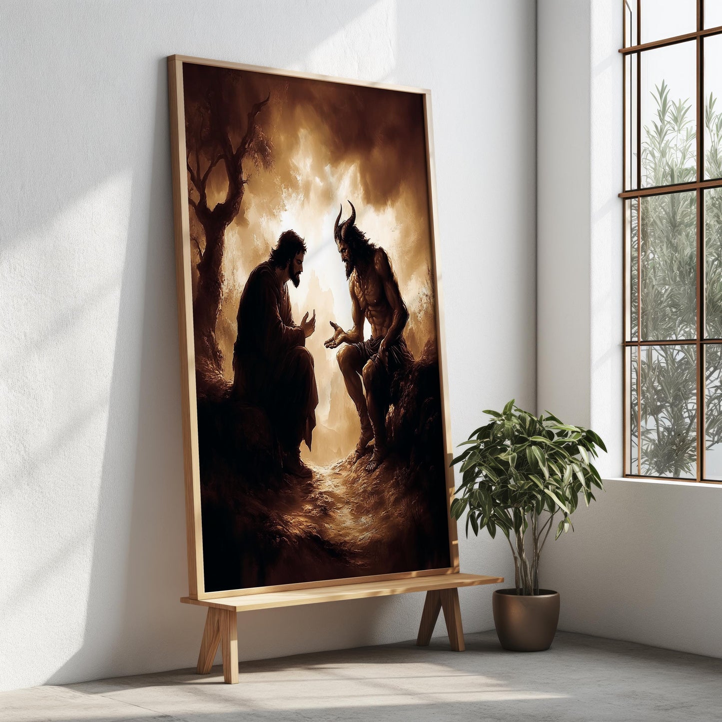 Jesus Wall Art Print | Religious Canvas | Religious Temptation Wall Art | Jesus Wall Decor | Biblical Narrative Wall Decor | Christian Art