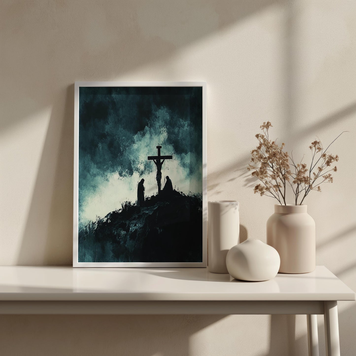 Jesus Wall Art Print | Religious Canvas | Crucifixion Scene Wall Art | Dramatic Religious Canvas Print | Christian Cross Wall Decor