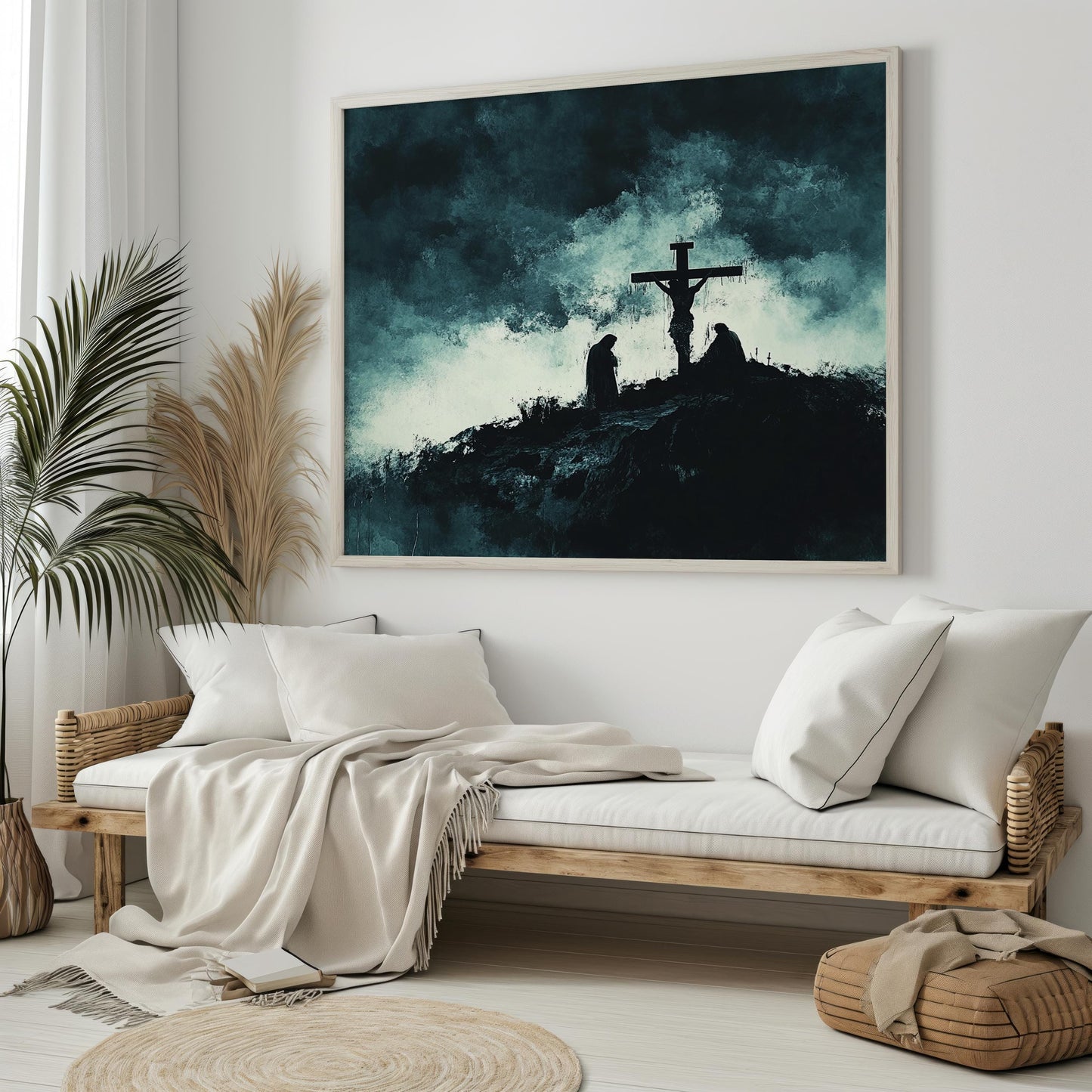 Jesus Wall Art Print | Religious Canvas | Crucifixion Scene Wall Art | Dramatic Religious Canvas Print | Christian Cross Wall Decor