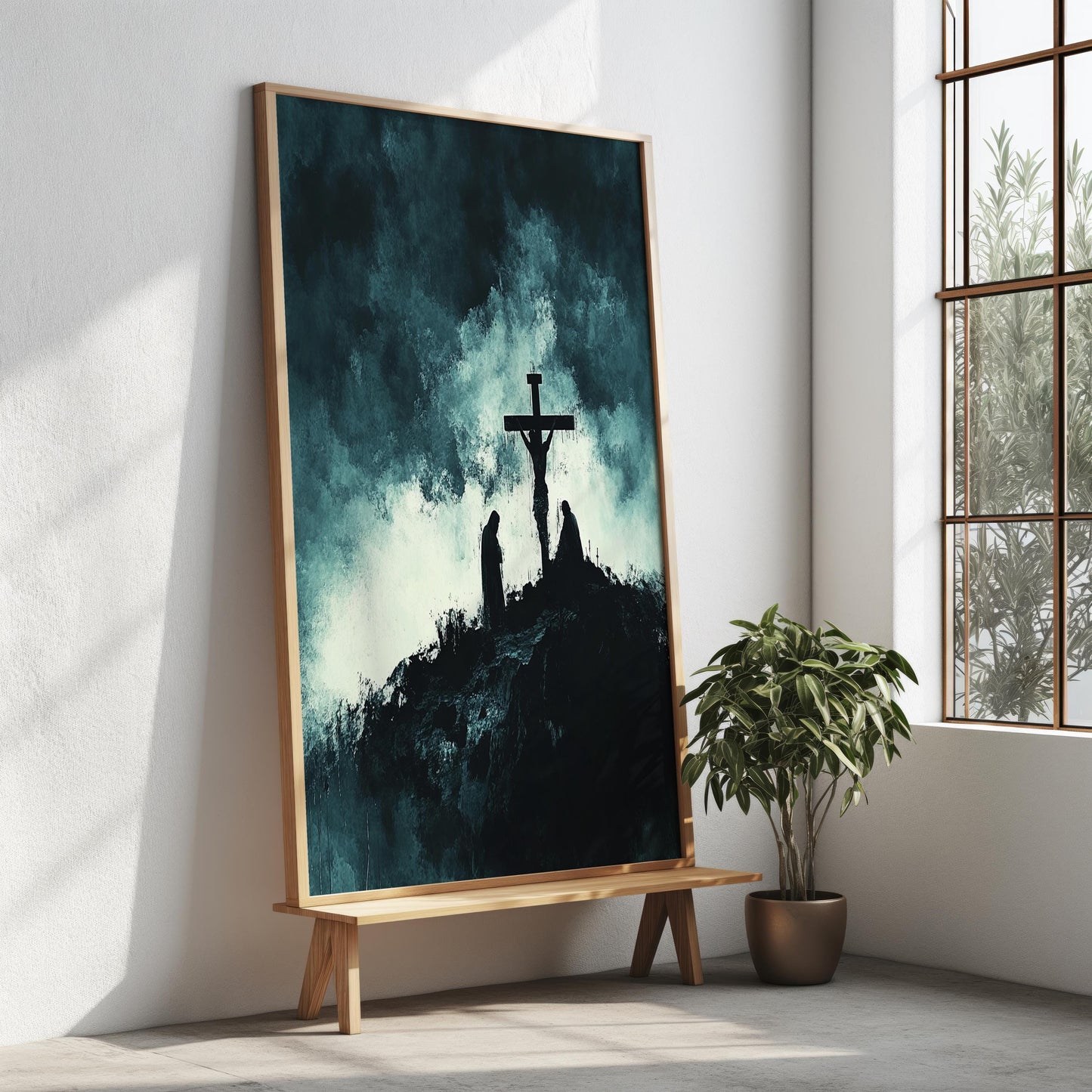 Jesus Wall Art Print | Religious Canvas | Crucifixion Scene Wall Art | Dramatic Religious Canvas Print | Christian Cross Wall Decor