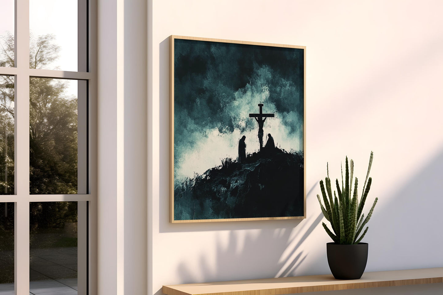 Jesus Wall Art Print | Religious Canvas | Crucifixion Scene Wall Art | Dramatic Religious Canvas Print | Christian Cross Wall Decor