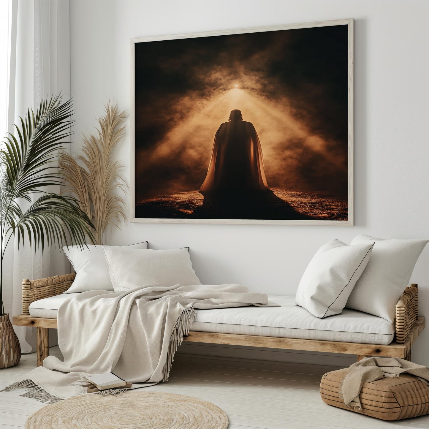 Jesus Wall Art | Religion Decor | Divine Light Wall Art | Spiritual Silhouette Canvas Print | Religious Inspirational Wall Decor | Jesus Art