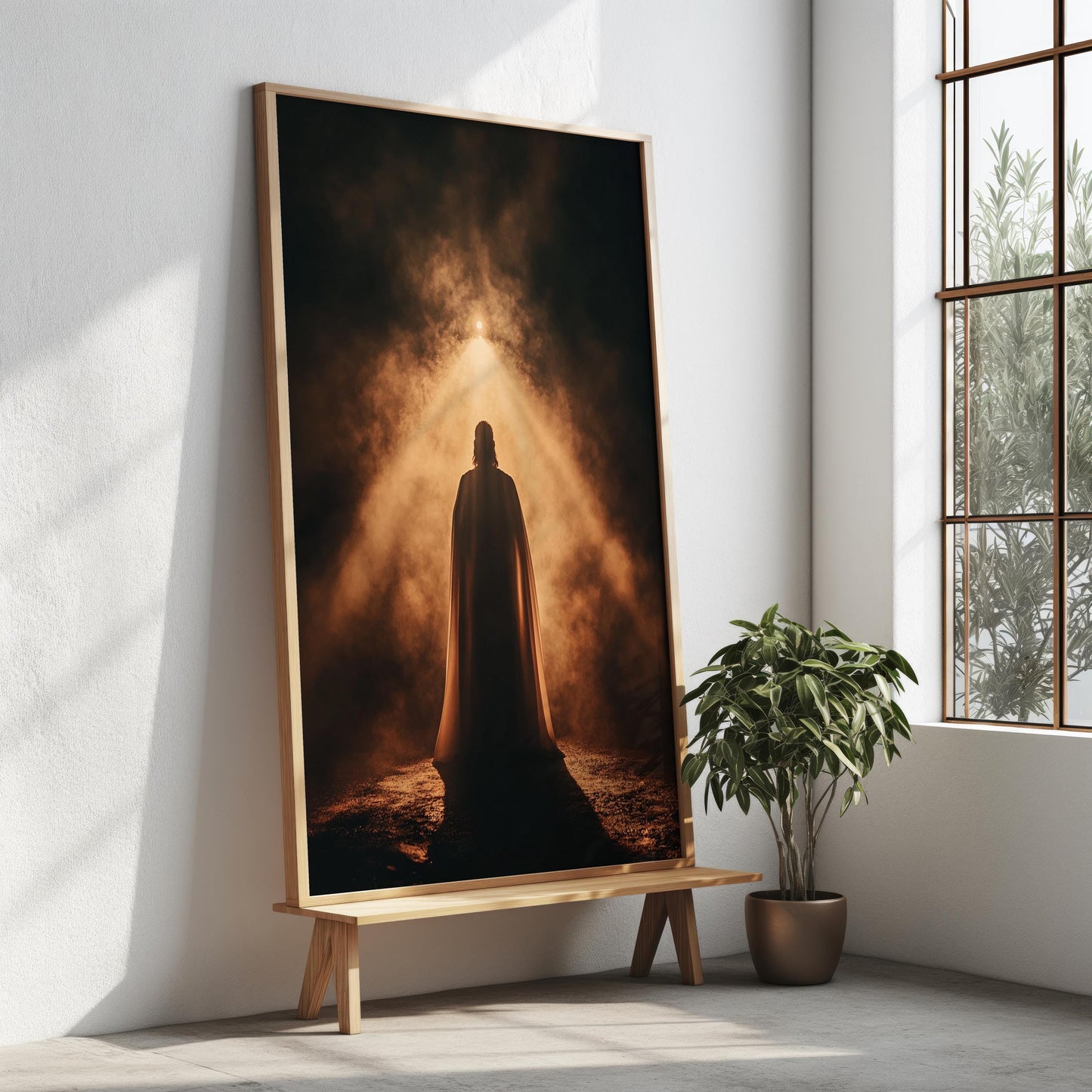 Jesus Wall Art | Religion Decor | Divine Light Wall Art | Spiritual Silhouette Canvas Print | Religious Inspirational Wall Decor | Jesus Art