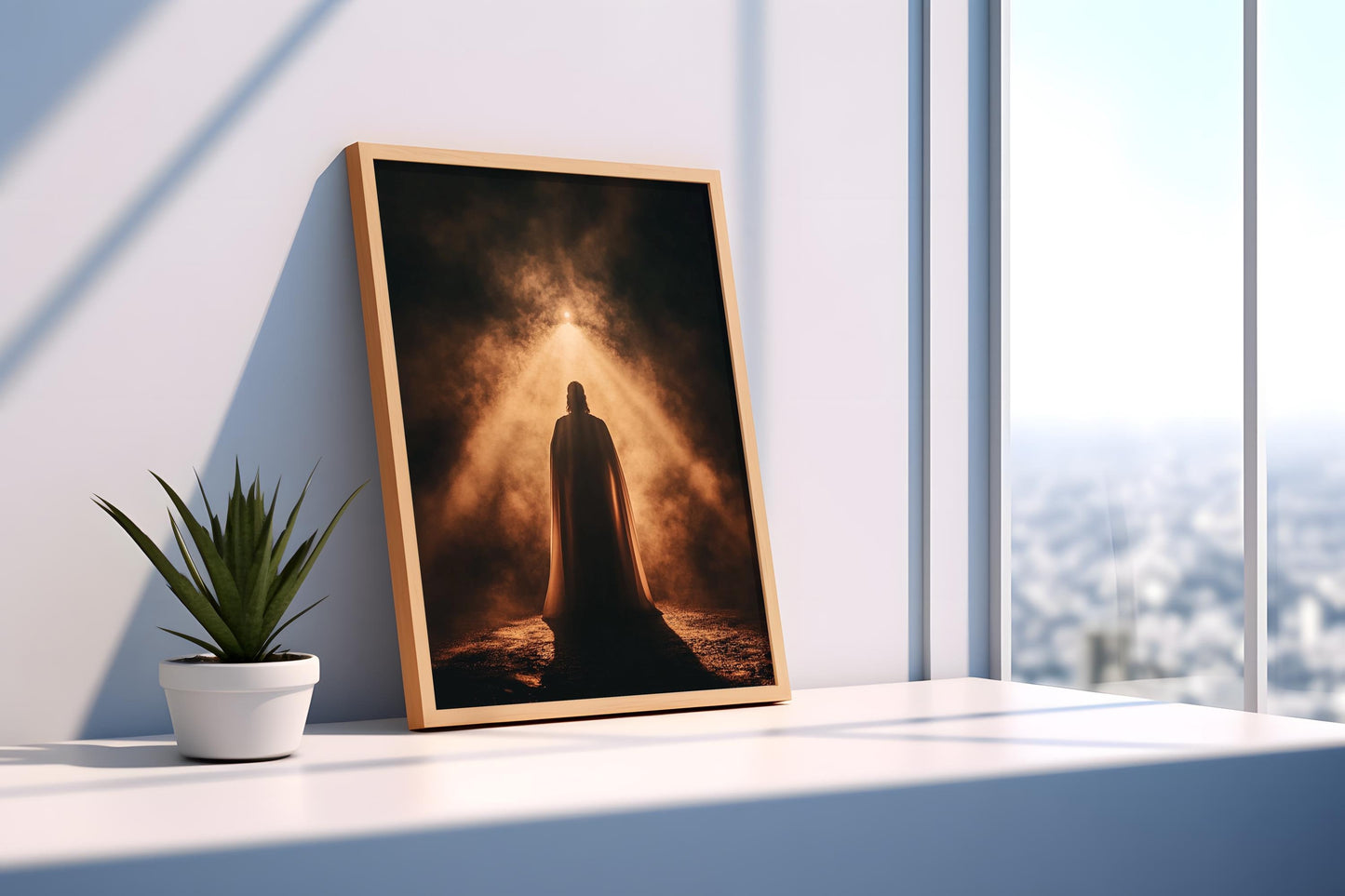 Jesus Wall Art | Religion Decor | Divine Light Wall Art | Spiritual Silhouette Canvas Print | Religious Inspirational Wall Decor | Jesus Art