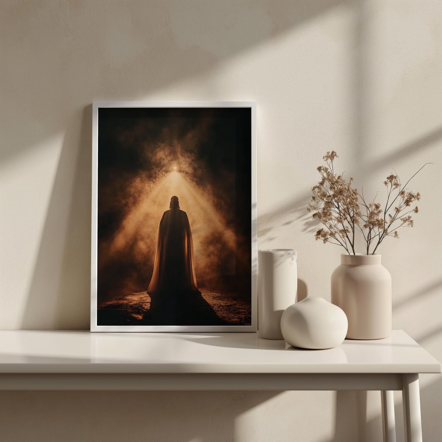 Jesus Wall Art | Religion Decor | Divine Light Wall Art | Spiritual Silhouette Canvas Print | Religious Inspirational Wall Decor | Jesus Art